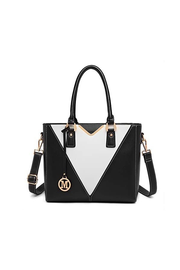 Miss Lulu Sac à Main pour Femme Sac Cabas Sac à Bandoulière Cuir PU en Forme de V