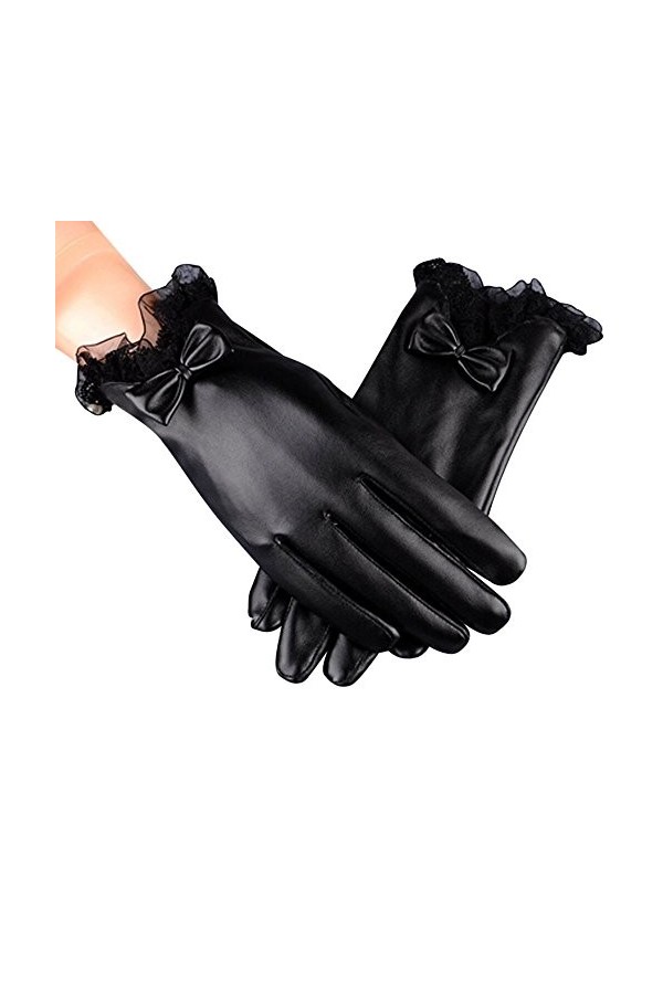 Kedelack Mode Femmes Doux écran Tactile SMS Hiver Chaud Gants mitaine Conduite Gants Femmes Mitaines Couleur : Black, Taille