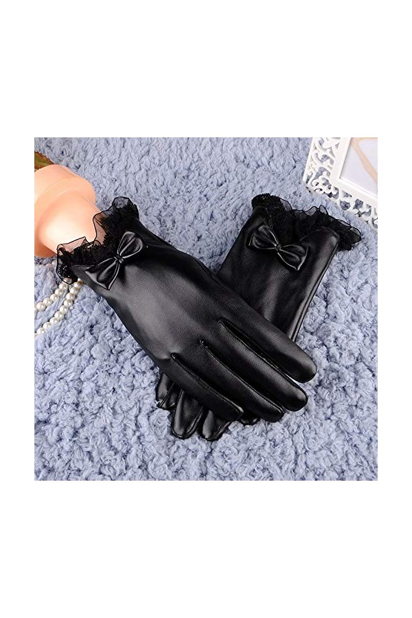 Kedelack Mode Femmes Doux écran Tactile SMS Hiver Chaud Gants mitaine Conduite Gants Femmes Mitaines Couleur : Black, Taille