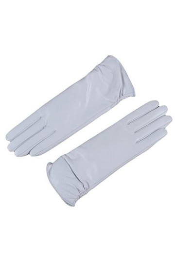Gants Gants En Cuir Femme Conduite Hiver Plus Velours Épaississant Gants À Écran Tactile Chaud Allongé Blanc M