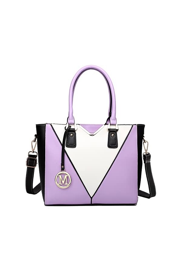 Miss Lulu Sac à Main pour Femme Sac Cabas Sac à Bandoulière Cuir PU en Forme de V