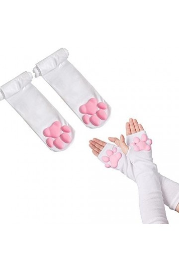 Gants dhiver Cat Paw Cuisse Haute Chaussettes Gants, Filles Femmes Cosplay Soft 3D Chaton Paw Tampot Toe Beans Bas Bas Colo