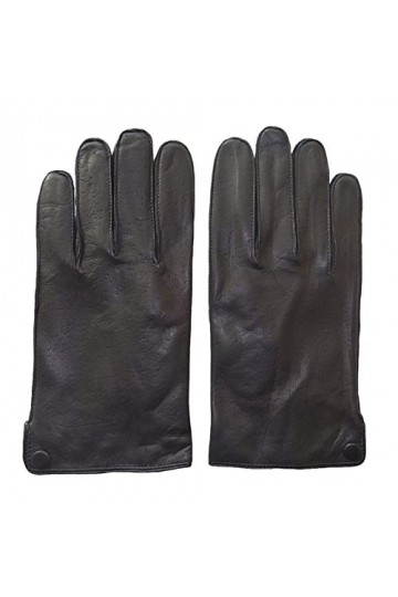 Gants DHiver Gants DHiver En Cuir Véritable Pour Hommes Noir Gants De Conduite Chauds À La Main Mitaines Noir S