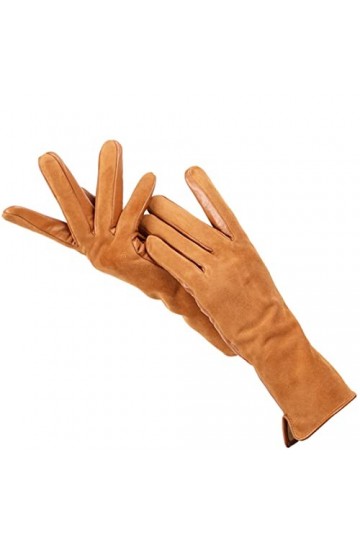 Gants dhiver chauds au toucher en cuir véritable, 50 % daim véritable, 50 % cuir véritable, gants longs colorés pour femmes,