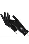 Zippé Gants courts en cuir pour femme Gants dhiver en cuir, Noir , 7.5