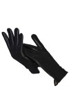 Gants simples courts en cuir pour femmes, gants en cuir noir mat, Noir , 8