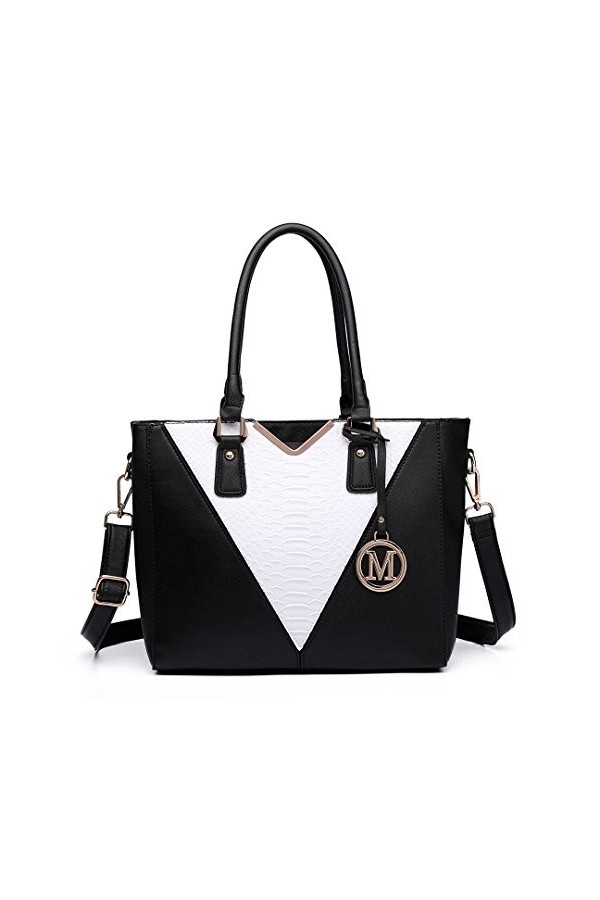 Miss Lulu Sac à Main pour Femme Sac Cabas Sac à Bandoulière Cuir PU en Forme de V