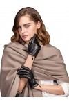 YISEVEN Gants en Cuir de Mouton Femme Hiver Véritable Écran Tactile Élégant Chaud Velours Doublés avec Fermeture à Glissière 