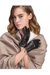 YISEVEN Gants en Cuir de Mouton Femme Hiver Véritable Écran Tactile Élégant Chaud Velours Doublés avec Fermeture à Glissière