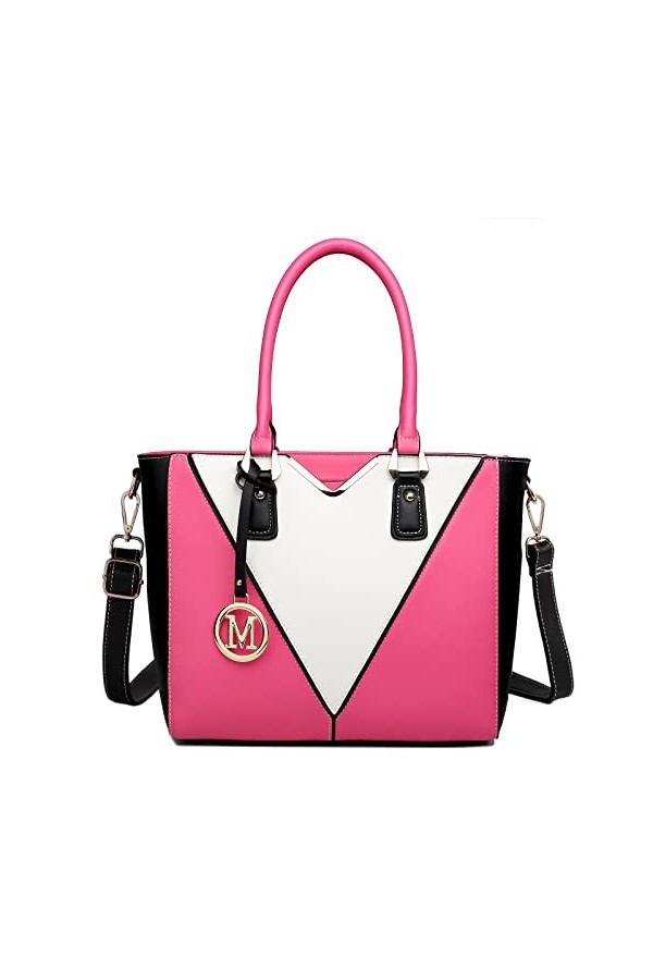 Miss Lulu Sac à Main pour Femme Sac Cabas Sac à Bandoulière Cuir PU en Forme de V