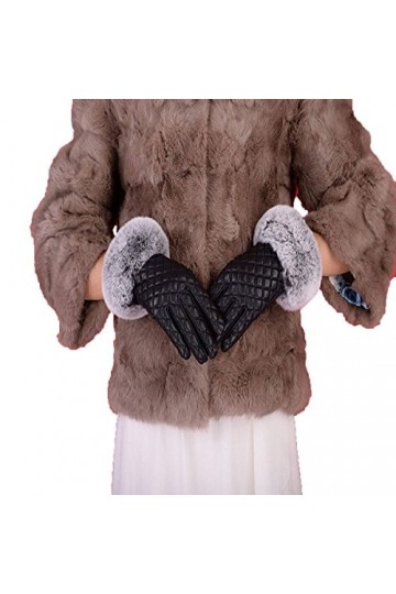 Gants Femme Écran Tactile Vélo Fluffy Young Styles Chaud Moufles Gants En Cuir