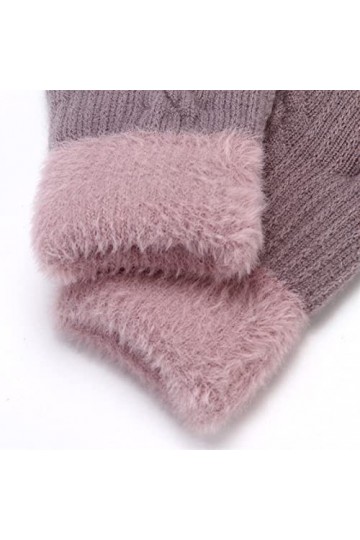 INGVY Gants dhiver pour femme - Moufles mignonnes de couleur unie - Chaudes et chaudes - En peluche épaisse et résistante au