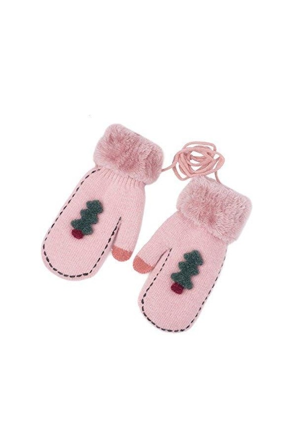 Gants Femmes Mode Cou Hiver Chaud Young Styles Cou Mitaines En Peluche Épaissir En Plein Air Moufles Color : Rosa, Size : On