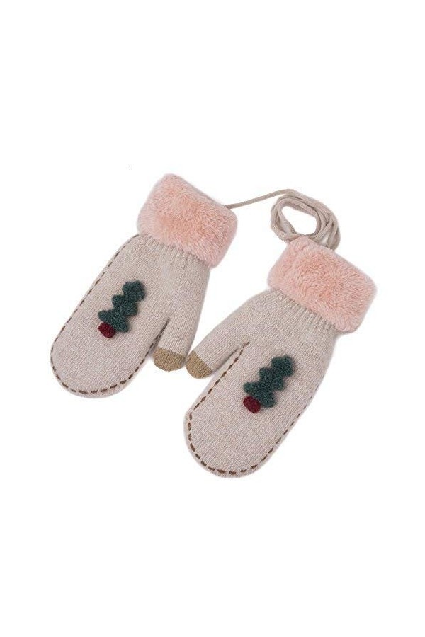 Gants Femmes Mode Cou Hiver Chaud Young Styles Cou Mitaines En Peluche Épaissir En Plein Air Moufles Color : Rosa, Size : On