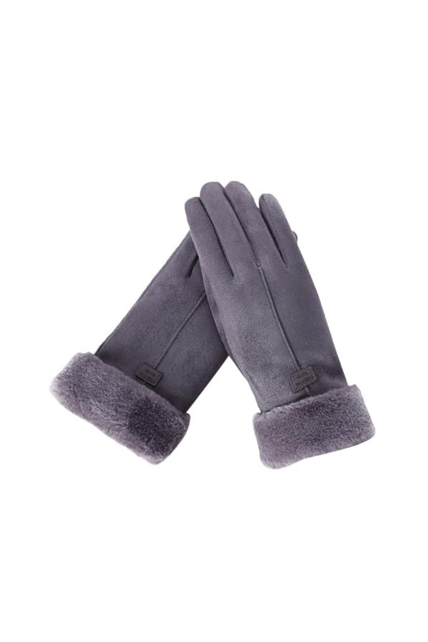 ERICAT Gants déquitation en Cuir Chaud for Femmes, Double épaisseur, Longues Mains en Peluche, Gants de Conduite for écran T