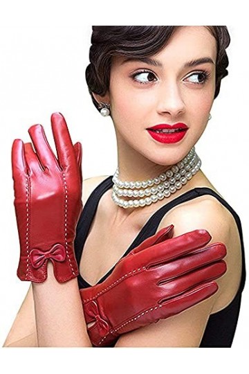 GHCXY Moufles unisexes pour femme - Pour écran tactile - Gants simples dhiver doux et glamour - Doublure chaude avec nœud - 