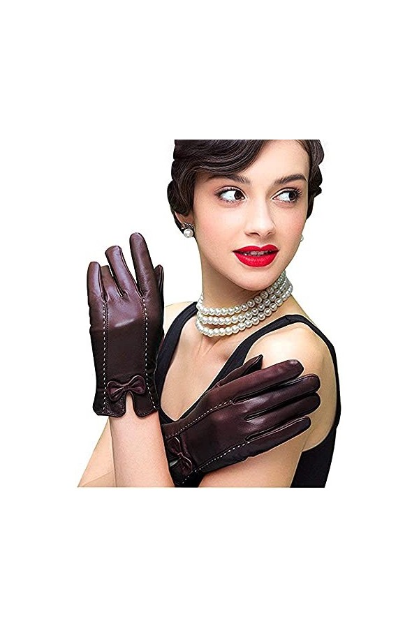GHCXY Moufles unisexes pour femme - Pour écran tactile - Gants simples dhiver doux et glamour - Doublure chaude avec nœud - 