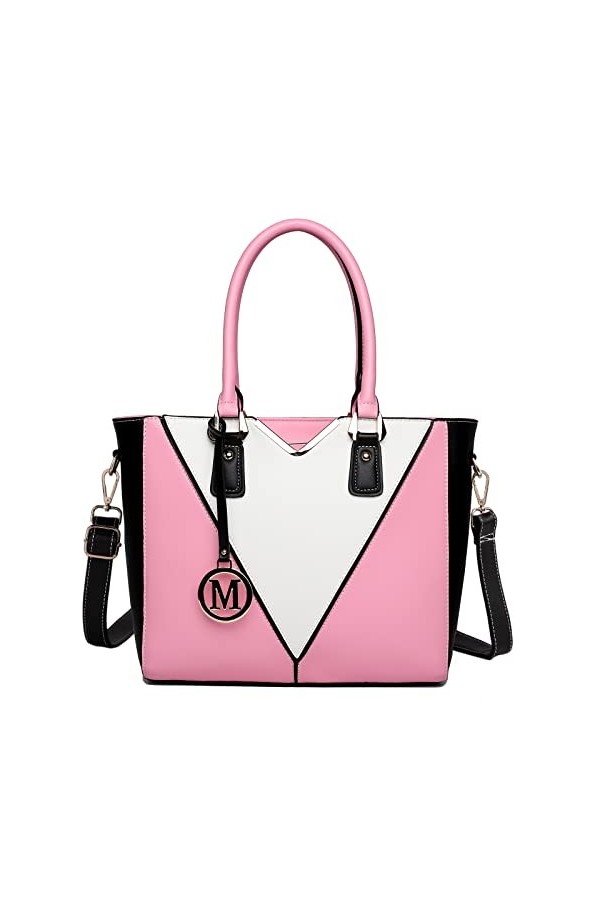 Miss Lulu Sac à Main pour Femme Sac Cabas Sac à Bandoulière Cuir PU en Forme de V