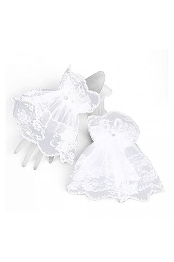Saturey Gants de Protection Solaire dété Femmes Manches Courtes Poignets en Dentelle Poignets Bracelets Solide Noir Blanc Ga