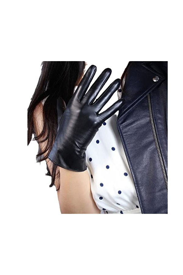 Gants en Cuir en Peluche Courts Solides Femmes Hiver extérieur équitation Mitaines de Conduite Chaudes