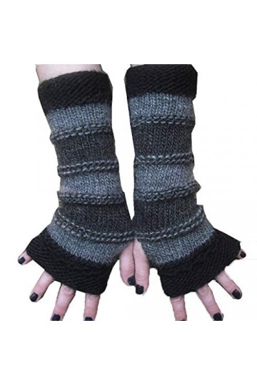 Kedelack Gants Couture Gants Adultes Chaud Tricoté sans Doigts Long Hiver Gants Rayés Gants Mitaines Convertible Couleur : G