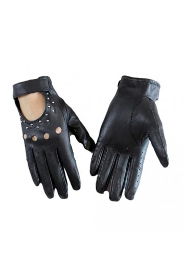 HEAITHpool Gants de conducteur en cuir pour femme - Minces - Pour lextérieur - Pour moto - Rivets creux - Printemps et été -