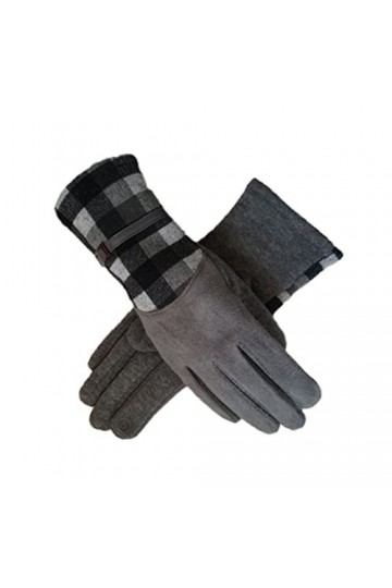 Gants dhiver pour femmes plus velours chaud daim plaid froid gant extérieur coupe-vent écran tactile couleur : gris, taille