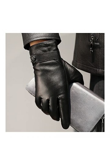 Gants dhiver pour femme - Automne - En cuir de mouton - Pour homme - Pour lhiver - Écran tactile - Noir - Gants déquitatio