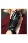 BJQZX Gants dhiver Gants en Peau de Mouton Fashion Poignet Dentelle Brow Femmes Solid Femmes Gant en Cuir Thermique Hiver Co