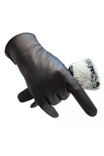 Gants Gants Hiver Hommes Poignet Gants Automne Conduite En Plein Air En Cuir Véritable Chaud Gants Hommes Noir 1 12.5