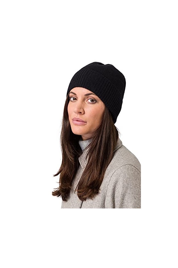 Style & Republic Bonnet Sport, Chapeau Nougat en 100% Cachemire, Taille Unique avec Ceinture de 44 cm et Revers de 6,5 cm, Fe