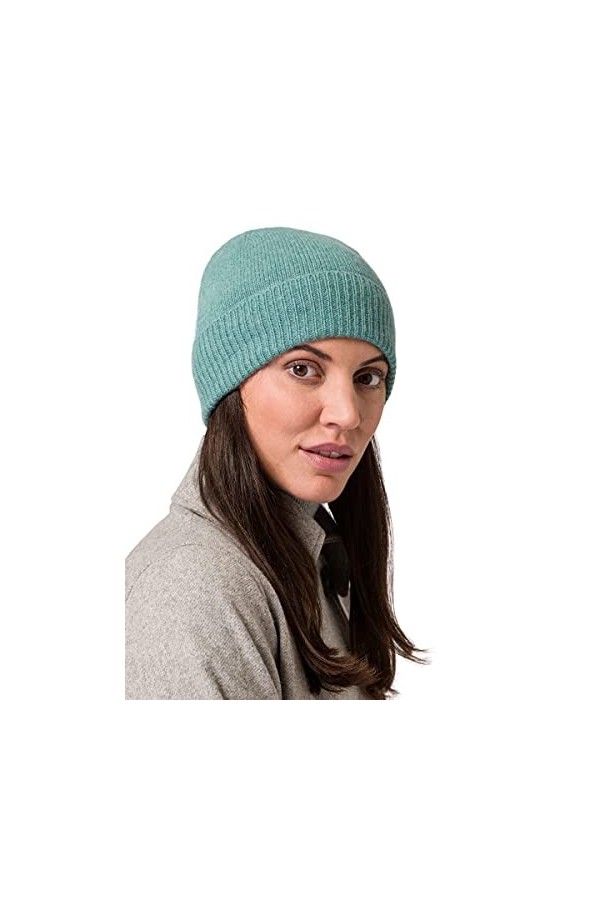 Style & Republic Bonnet Sport, Chapeau Nougat en 100% Cachemire, Taille Unique avec Ceinture de 44 cm et Revers de 6,5 cm, Fe