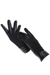 Gants courts en cuir pour femme - Gants dhiver en peau de mouton - Cuir mat de qualité supérieure - Noir