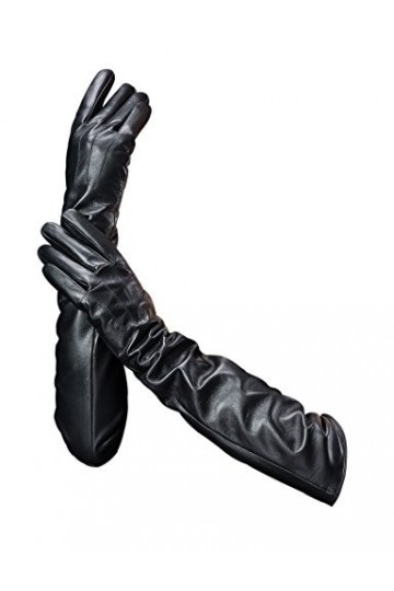 YISEVEN Femme Nouveau Hiver Gants dOpéra en Cuir de Mouton Véritable Écran Tactile Chaud Laine Doublée Élégante de Coude Lon