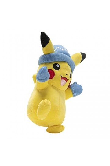 Pokèmon Chapeau et moufles dhiver – Peluche Pikachu de 20,3 cm avec Accessoire Unique, PKW2790, Multicolore