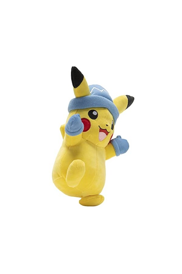 Pokèmon Chapeau et moufles dhiver – Peluche Pikachu de 20,3 cm avec Accessoire Unique, PKW2790, Multicolore