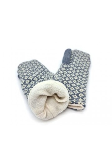 FUZA WOOL OF DENMARK Moufles en 100% laine mérinos, bleu/blanc, taille unique, doublure en polaire