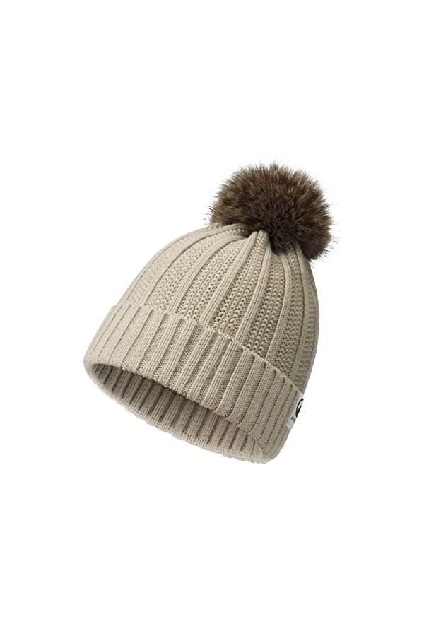 rivmount Bonnet Femme Hiver, Bonnet en Tricot Extensible, Chaud et Rembourré, Bonnet Femme Pompon en Douce pour Le Printemps/