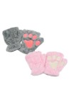 Marlene1988 Filles Mitaines dHiver Griffe de Chat Gants Chauds Femme Fille en Peluche Moufles Demi-Doigt Epais Motif Patte d