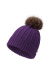 rivmount Bonnet Femme Hiver, Bonnet en Tricot Extensible, Chaud et Rembourré, Bonnet Femme Pompon en Douce pour Le Printemps/