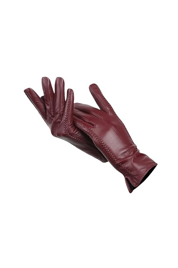 Dndrdhfb Gants dhiver en cuir pour femme, solides, courts, froids, chauds, pour conduite en plein air, moto, moufles blanche