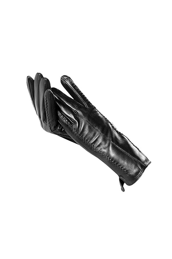 Dndrdhfb Gants dhiver en cuir pour femme, solides, courts, froids, chauds, pour conduite en plein air, moto, moufles blanche