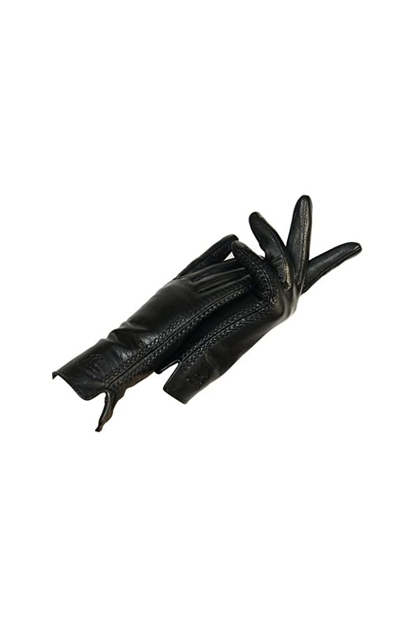 Saeohnssty Gants dhiver en cuir pour femme - Chaud et moelleux - Doublure en laine de cerf - Moufles courtes, standard, 59.7