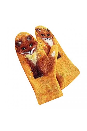 Kedelack Couleur Assortie Impression Hiver Femmes Gants Chaud Animal rembourré Gants Femmes Gants Mitaines Couleur : Yellow,