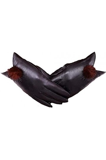 GHCXY Moufles dhiver unisexes pour femme - En cuir épais et chaud - Couleur unie - Noir - Taille M