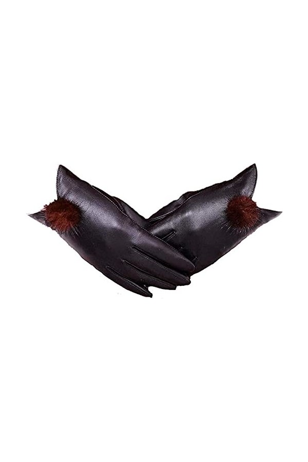 GHCXY Moufles dhiver unisexes pour femme - En cuir épais et chaud - Couleur unie - Noir - Taille M