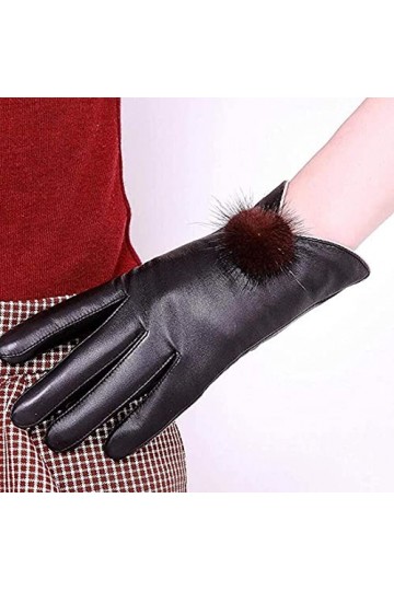 GHCXY Moufles dhiver unisexes pour femme - En cuir épais et chaud - Couleur unie - Noir - Taille M