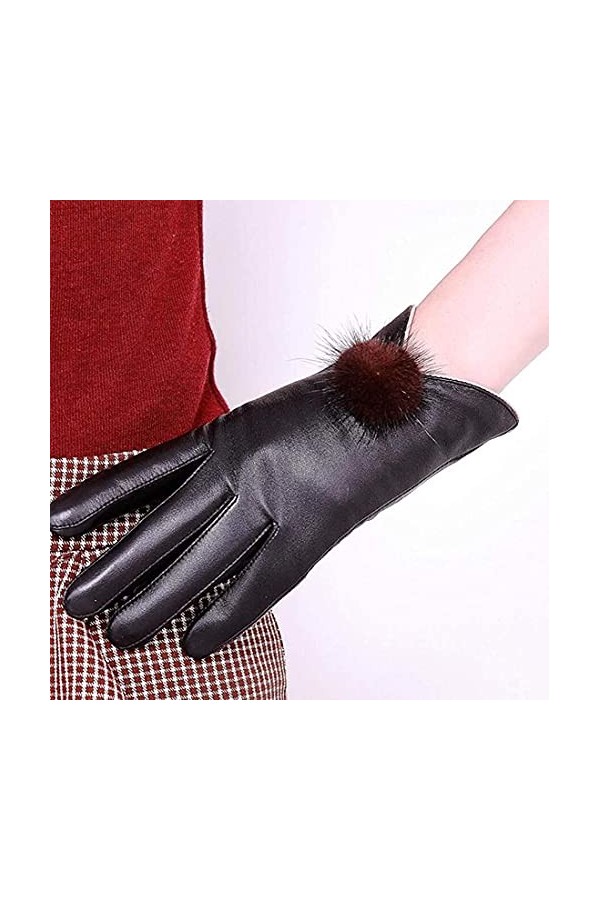 GHCXY Moufles dhiver unisexes pour femme - En cuir épais et chaud - Couleur unie - Noir - Taille M