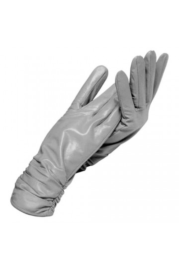 Gants dhiver courts en cuir pour femme, Gris clair 9, 6.5