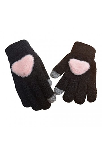 Gant thermique dhiver - Gants pelucheux pour femmes - Gants en peluche élastique mignons - Gants chauds pour écran tactile f